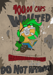 Size: 648x907 | Tagged: safe, artist:homicidal doktor, oc, oc:atom smasher, pegasus, fallout equestria, fallout equestria:duck and cover!, solo, wanted poster