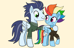 Size: 2139x1395 | Tagged: safe, artist:pinky cloudy, rainbow dash, soarin', pegasus, pony, g4, my little pony: friendship is magic, the last problem, female, male, mare, movie accurate, older, older rainbow dash, older soarin', older soarindash, ship:soarindash, shipping, stallion, straight