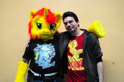 Size: 3216x2136 | Tagged: safe, artist:atalonthedeer, sunset shimmer, human, g4, fursuit, irl, irl human, photo, ponysuit