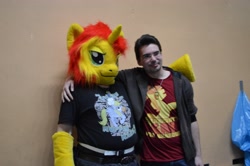 Size: 3384x2250 | Tagged: safe, artist:atalonthedeer, sunset shimmer, human, g4, 2014, bronymuc, fursuit, irl, irl human, photo, ponysuit