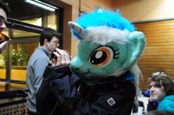 Size: 3216x2136 | Tagged: safe, artist:atalonthedeer, lyra heartstrings, human, g4, 2014, bronymuc, fursuit, indoors, irl, irl human, photo, ponysuit