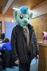 Size: 426x640 | Tagged: safe, artist:atalonthedeer, lyra heartstrings, human, g4, 2014, bronymuc, fursuit, indoors, irl, irl human, photo, ponysuit