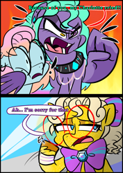 Size: 1240x1754 | Tagged: safe, artist:jully-park, oc, oc:charlotte parker, oc:ella evans, oc:rita cantabile, earth pony, pegasus, pony, comic:how i meet my chaotic friends, comic, glasses