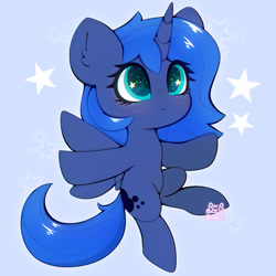 Size: 3000x3000 | Tagged: safe, artist:zokkili, princess luna, alicorn, pony, g4, ear fluff, female, high res, horn, solo, spread wings, starry eyes, wingding eyes, wings