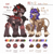 Size: 2816x2895 | Tagged: safe, artist:焰心fireworks, oc, oc only, oc:ashley dracles, oc:dustan dune, dracony, dragon, hybrid, unicorn, wolf, wolf pony, duo, female, horn, male, muscles, muscular female, reference sheet, size difference