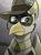 Size: 624x840 | Tagged: safe, artist:notoriousnostalgia, oc, oc only, oc:nikolaus janaris stahlhertz, griffon, equestria at war mod, beak, bust, clothes, digital art, eye scar, folded wings, general, german, green eyes, griffon oc, hat, iron cross, lieutenant colonel, looking right, male, medal, military, military uniform, new characters for equestria at war, new characters for equestria at war mod, outdoors, portrait, scar, solo, uniform, wings