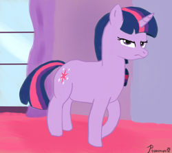 Size: 1512x1347 | Tagged: safe, artist:powman101, twilight sparkle, pony, unicorn, g4, frown, horn, solo, twilight sparkle is not amused, unamused