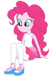 Size: 1928x3012 | Tagged: safe, artist:gmaplay, pinkie pie, human, equestria girls, g4, my little pony equestria girls: better together, overpowered (equestria girls), clothes, cute, diapinkes, rah rah skirt, simple background, sitting, skirt, solo, transparent background, white shirt