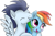 Size: 2139x1395 | Tagged: safe, artist:pinky cloudy, rainbow dash, soarin', pegasus, pony, g4, biting, blushing, duo, duo male and female, ear bite, eyes closed, female, male, mare, ship:soarindash, shipping, simple background, smiling, stallion, straight, white background, wings