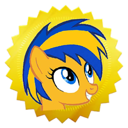 Size: 500x500 | Tagged: safe, artist:mlpfan3991, oc, oc only, oc:flare spark, pegasus, pony, g4, female, happy, simple background, smiling, solo, sticker, transparent background