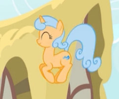 Size: 242x202 | Tagged: safe, screencap, pony, unicorn, bouncing, eyes closed, horn, midair, picture for breezies, solo, unnamed character, unnamed pony