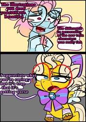 Size: 1240x1754 | Tagged: safe, artist:jully-park, oc, oc only, oc:charlotte parker, oc:rita cantabile, earth pony, pegasus, pony, comic:how i meet my chaotic friends, comic