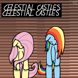 Size: 1000x1000 | Tagged: safe, artist:dkwzurt, fluttershy, rainbow dash, pegasus, pony, g4, crystal castles, female, mare, pixel-crisp art