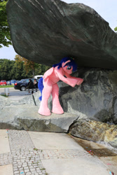 Size: 1824x2736 | Tagged: safe, artist:atalonthedeer, firefly, galacon, g1, 2014, fountain, fursuit, hat, outdoors, ponysuit, solo