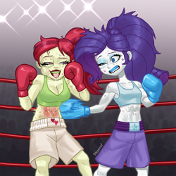 Size: 3000x3000 | Tagged: safe, artist:herosmacker, artist:hexecat, rarity, rose heart, human, equestria girls, g4, boxing, sports