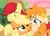 Size: 1710x1220 | Tagged: safe, artist:cstrawberrymilk, applejack, bright mac, pear butter, earth pony, pony, g4, flower, flower in hair, hat, outdoors