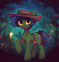 Size: 2379x2533 | Tagged: safe, artist:radioaxi, oc, oc only, pony, unicorn, commission, hat, high res, horn, keychain, looking at you, raised hoof, solo, unicorn oc