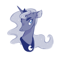 Size: 4500x4500 | Tagged: safe, artist:jellynut, princess luna, pony, g4, bust, crown, female, jewelry, mare, peytral, portrait, regalia, simple background, solo, white background