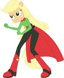 Size: 7709x9421 | Tagged: dead source, safe, artist:birdalliance, applejack, mistress marevelous, human, equestria girls, g4, absurd resolution, boots, clothes, female, ponied up, power ponies, shoes, simple background, smiling, solo, transparent background, vector