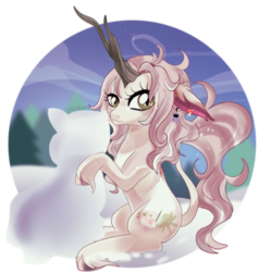 Size: 2367x2488 | Tagged: safe, artist:spookyle, oc, oc only, pony, unicorn, horn, snow, snowman, solo, unicorn oc