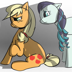 Size: 894x894 | Tagged: safe, artist:0liiver, applejack, coloratura, earth pony, pony, g4, duo