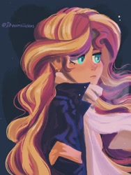 Size: 1536x2048 | Tagged: safe, artist:dreamz, sunset shimmer, g4, clothes, scarf, winter