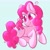 Size: 1933x1933 | Tagged: safe, artist:cupute, pinkie pie, earth pony, pony, g4, adorable face, big ears, big eyes, blue background, blue eyes, creature, curly hair, curly mane, curly tail, cute, cute face, diapinkes, ears up, female, frizzy hair, full body, highlights, looking at each other, looking at hooves, looking at someone, looking at something, looking forward, lying down, mascara, messy mane, nerd, nerds, pink coat, pink hair, pink mane, pink tail, ponk, shiny, shiny mane, silly, simple background, smiling, tail, thick eyelashes