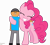 Size: 6389x5771 | Tagged: safe, artist:williamtheofficial, pinkie pie, oc, oc:william, earth pony, human, pony, g4, eyes closed, female, hug, male, mare, pony sized pony, simple background, transparent background