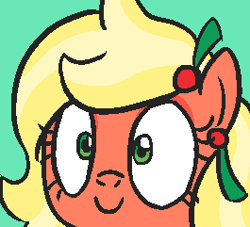 Size: 265x241 | Tagged: safe, alternate character, alternate version, artist:jargon scott, oc, oc only, oc:bahama nectar, earth pony, pony, earth pony oc, female, green background, light green background, mare, simple background, smiling, solo