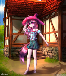 Size: 2601x2963 | Tagged: safe, artist:cali luminos, unicorn, anthro, aine, fantasy, horn, medieval, witch