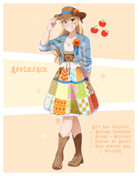 Size: 1606x2048 | Tagged: safe, artist:applesartt, applejack, human, g4, clothes, female, freckles, hat, humanized, looking at you, smiling, smiling at you, solo