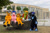 Size: 4928x3264 | Tagged: safe, artist:atalonthedeer, daring do, firefly, nightmare moon, oc, oc:croc pony, oc:tracy swift, galacon, g1, g4, 2015, fursuit, group, irl, outdoors, photo, ponysuit, quintet, sitting, stone