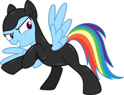 Size: 1417x1085 | Tagged: safe, artist:stephen-fisher, rainbow dash, pegasus, g4, female, simple background, smiling, solo, spy suit, transparent background, vector