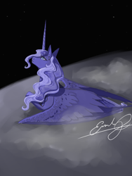 Size: 1800x2400 | Tagged: safe, artist:emilychristman, princess luna, alicorn, pony, g4, horn, moon, solo