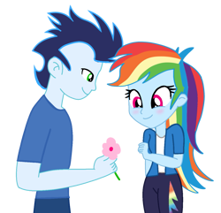 Size: 1223x1180 | Tagged: safe, artist:soarindasher10, rainbow dash, soarin', human, equestria girls, g4, female, flower, male, ship:soarindash, shipping, simple background, straight, transparent background