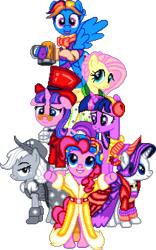 Size: 844x1356 | Tagged: safe, artist:cencerberon, artist:cheezedoodle96, artist:cloudy glow, artist:dasheroni, artist:dashiesparkle, artist:illumnious, artist:korsoo, artist:slb94, applejack, flutterholly, fluttershy, merry, pinkie pie, rainbow dash, rarity, snowdash, snowfall frost, spirit of hearth's warming past, spirit of hearth's warming presents, starlight glimmer, twilight sparkle, alicorn, earth pony, pegasus, pony, unicorn, a hearth's warming tail, g4, my little pony: friendship is magic, tanks for the memories, bipedal, boots, bowtie, cider, clothes, digital art, dress, earmuffs, female, folded wings, hat, hoof shoes, horn, looking at you, manepxls, mare, mug, open mouth, pixel art, pxls.space, scarf, shirt, shoes, simple background, smiling, spectacles, standing, top hat, transparent background, twilight sparkle (alicorn), victorian, waistcoat, wall of tags, wings, winter outfit