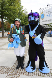 Size: 1824x2736 | Tagged: safe, nightmare moon, galacon, g4, 2015, fursuit, irl, photo, ponysuit