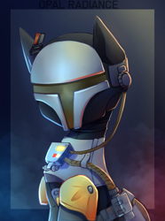 Size: 2228x3000 | Tagged: safe, artist:opal_radiance, earth pony, pony, armor, helmet, high res, mandalorian, solo, star wars