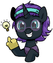 Size: 605x712 | Tagged: safe, alternate version, artist:brella, oc, oc:nyx, alicorn, disguise, glasses, idea, meme, simple background, solo, transparent background