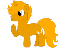 Size: 1032x774 | Tagged: safe, artist:meghan12345, pony, unicorn, g4, battle for dream island, coiny (battle for dream island), horn, male, ponified, raised hoof, simple background, solo, stallion, transparent background