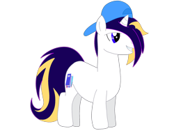 Size: 2160x1620 | Tagged: safe, artist:meghan12345, pony, unicorn, g4, battle for dream island, cap, hat, horn, lidded eyes, male, pen (battle for dream island), ponified, simple background, smiling, solo, stallion, transparent background