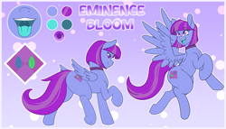 Size: 4550x2600 | Tagged: safe, artist:tatemil, oc, oc:eminence bloom, pegasus, pony, cute, reference sheet, tongue out