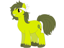 Size: 1032x774 | Tagged: safe, artist:meghan12345, earth pony, pony, g4, battle for dream island, colored hooves, headband, hooves, lidded eyes, male, ponified, simple background, smiling, solo, stallion, tennis ball (battle for dream island), transparent background