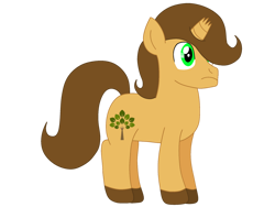 Size: 1032x774 | Tagged: safe, artist:meghan12345, pony, unicorn, g4, battle for dream island, broken horn, colored hooves, hooves, horn, male, ponified, simple background, solo, stallion, transparent background, woody (battle for dream island)