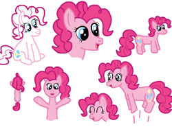 Size: 800x600 | Tagged: safe, artist:jakusi, pinkie pie, g4, eyes closed, happy, jumping, multeity, open mouth, open smile, overhead view, raised arms, sitting, smiling