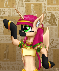 Size: 2100x2500 | Tagged: safe, artist:sunamoonmlp, derpibooru exclusive, oc, oc only, oc:nephthys, oc:zafina, alicorn, pony, g4, accessory, ancient egypt, cheek fluff, clothes, cute, ear fluff, egypt, egyptian, egyptian headdress, egyptian pony, female, halfbody, horn, jewelry, mare, necklace, solo, wings