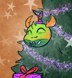 Size: 914x980 | Tagged: safe, artist:zutcha, thorax, changedling, changeling, g4, christmas, christmas ornament, christmas tree, cute, decoration, holiday, king thorax, male, smiling, solo, tree