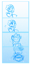 Size: 694x1418 | Tagged: safe, artist:zutcha, pinkie pie, earth pony, pony, g4, comic, emanata, looking at you, monochrome, no dialogue, open mouth, open smile, sketch, smiling, solo