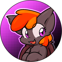 Size: 900x900 | Tagged: safe, artist:zutcha, oc, oc only, bat pony, pony, bat pony oc, chest fluff, female, mare, open mouth, open smile, partially transparent background, smiling, solo