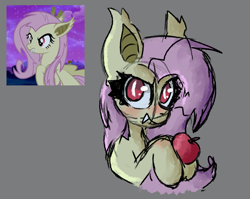 Size: 1345x1072 | Tagged: safe, artist:inked-dee, fluttershy, bat pony, pony, do princesses dream of magic sheep, g4, my little pony: friendship is magic, bat ponified, flutterbat, race swap, screencap reference, solo